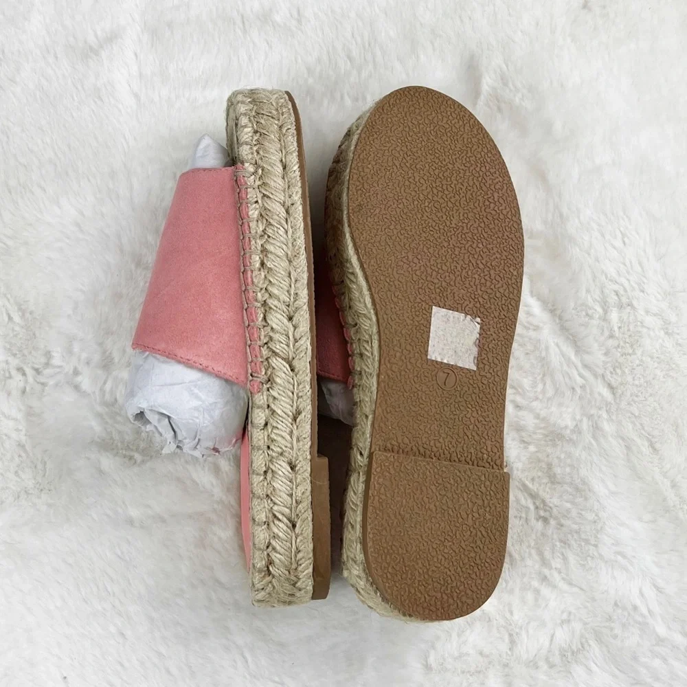 NIB Urban Outfitters Mimi Suede Espadrille Slide Sandals in Pink